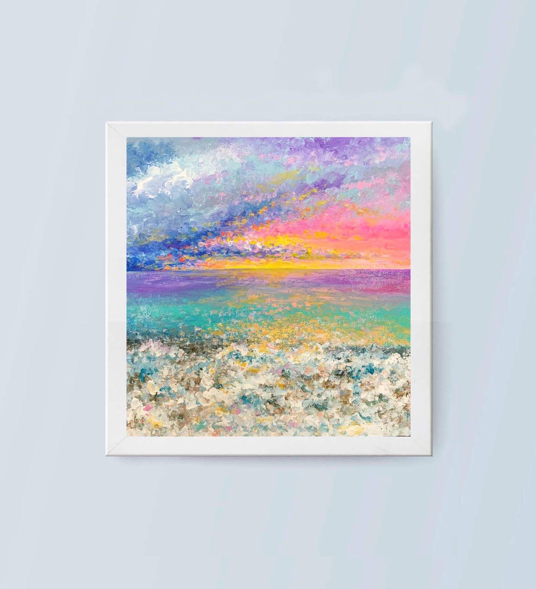 Sunrise Beach Oil Painting Original Art 6*6 Sea Dawn Sunset Ocean ...
