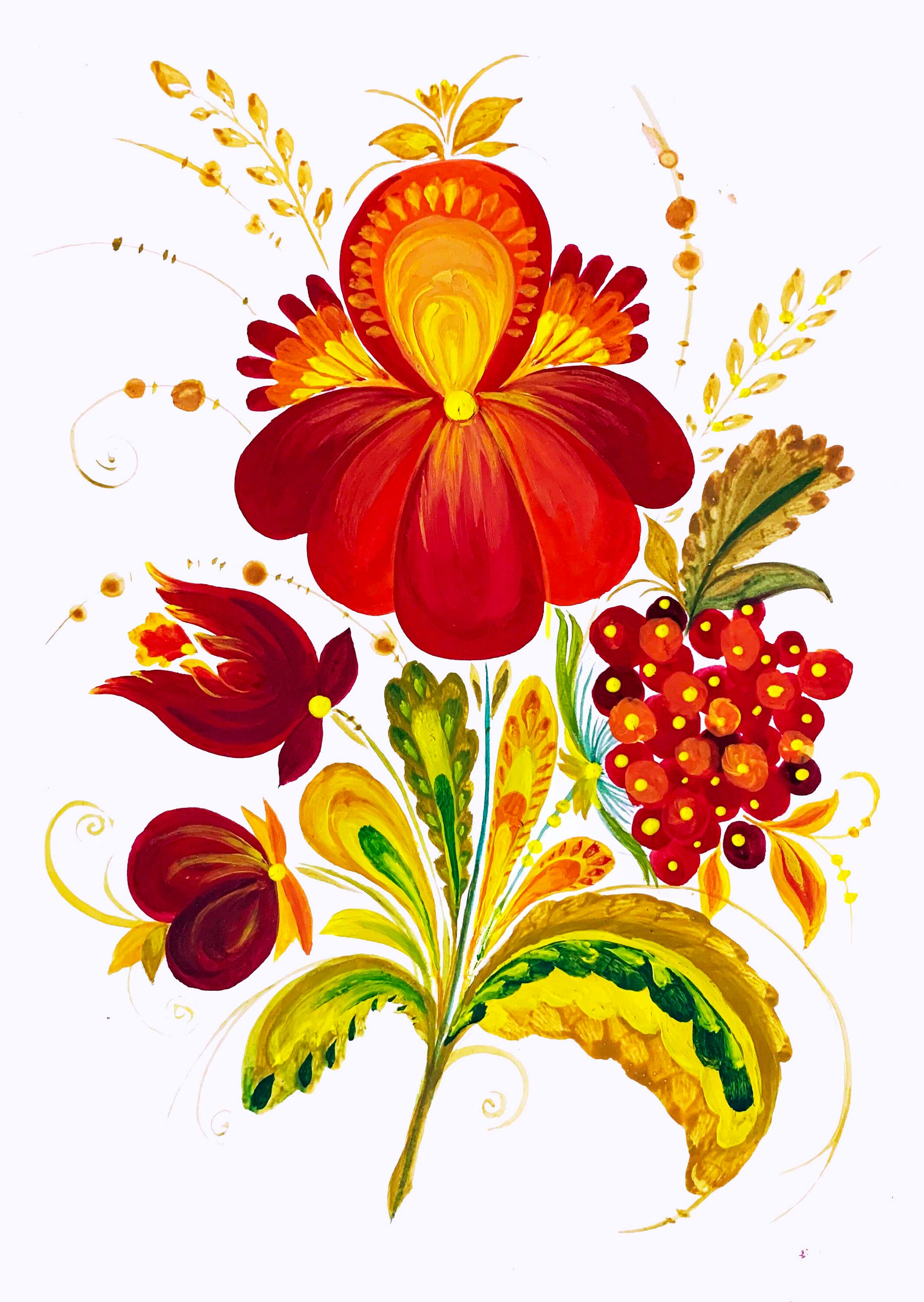 Ukrainian Flowers Acrylic Original Painting Petrikovskaya Art Etsy