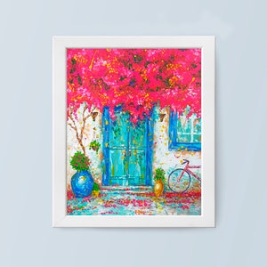 Porta flores pintura a óleo arte original lona florescendo árvore arte provençal 19 por 15 casa vintage decoração de parede interior