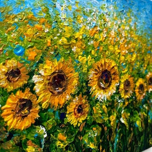 Ukrainian Sunflowers Oil Original Painting Canvas Art Flowers Artwork 8 ...