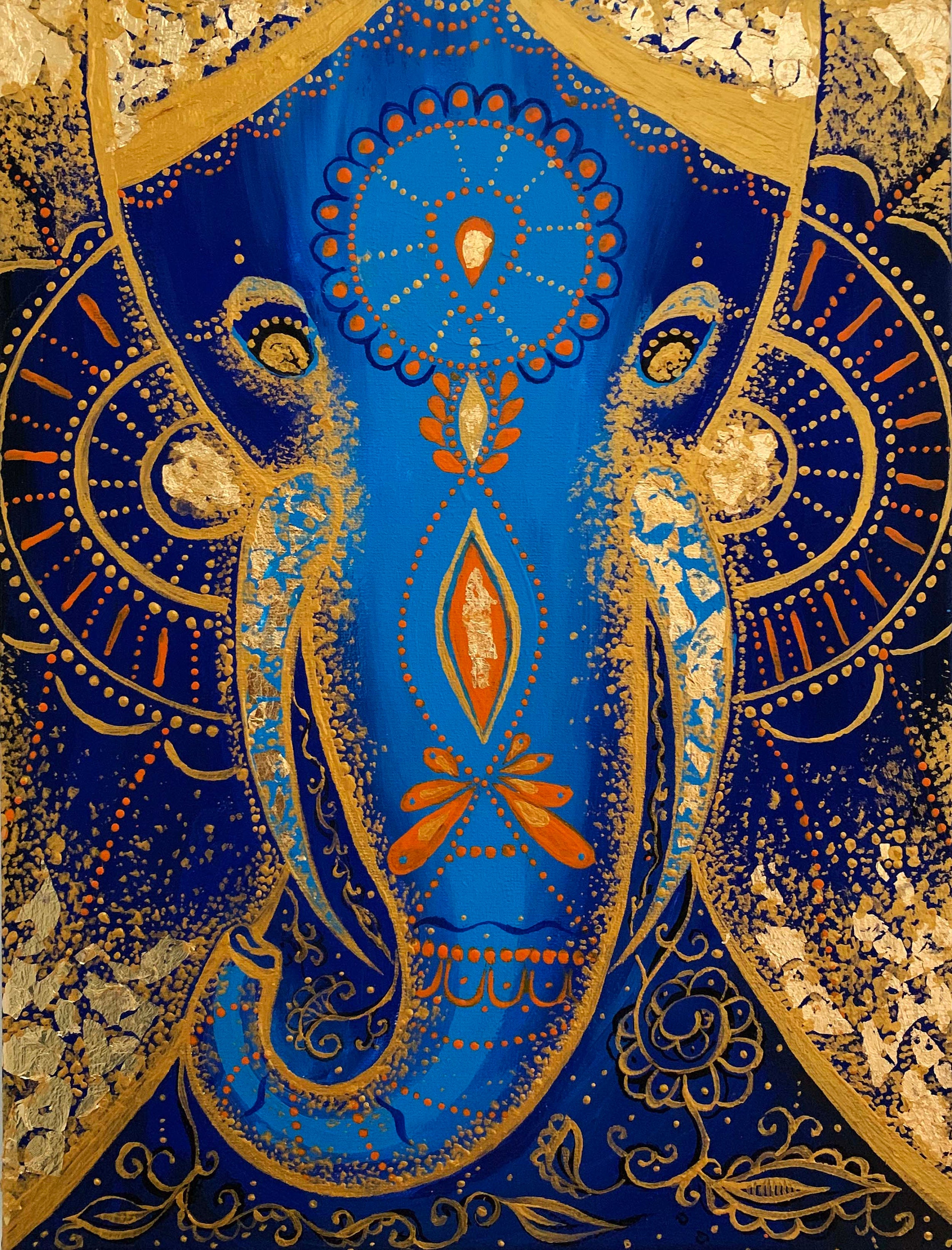 Olifant schilderij olie originele kunst gouden muur kunst abstracte blauwe  diamant Afrikaanse dierlijke moderne kunst 12 bij 16 bronzen canvas  schilderij - Etsy België, image size:2285x3000