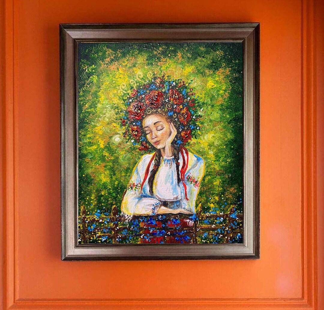 Ukrainian Girl Oil Painting Original Canvas Art 15 by 19 Ukraine Women ...