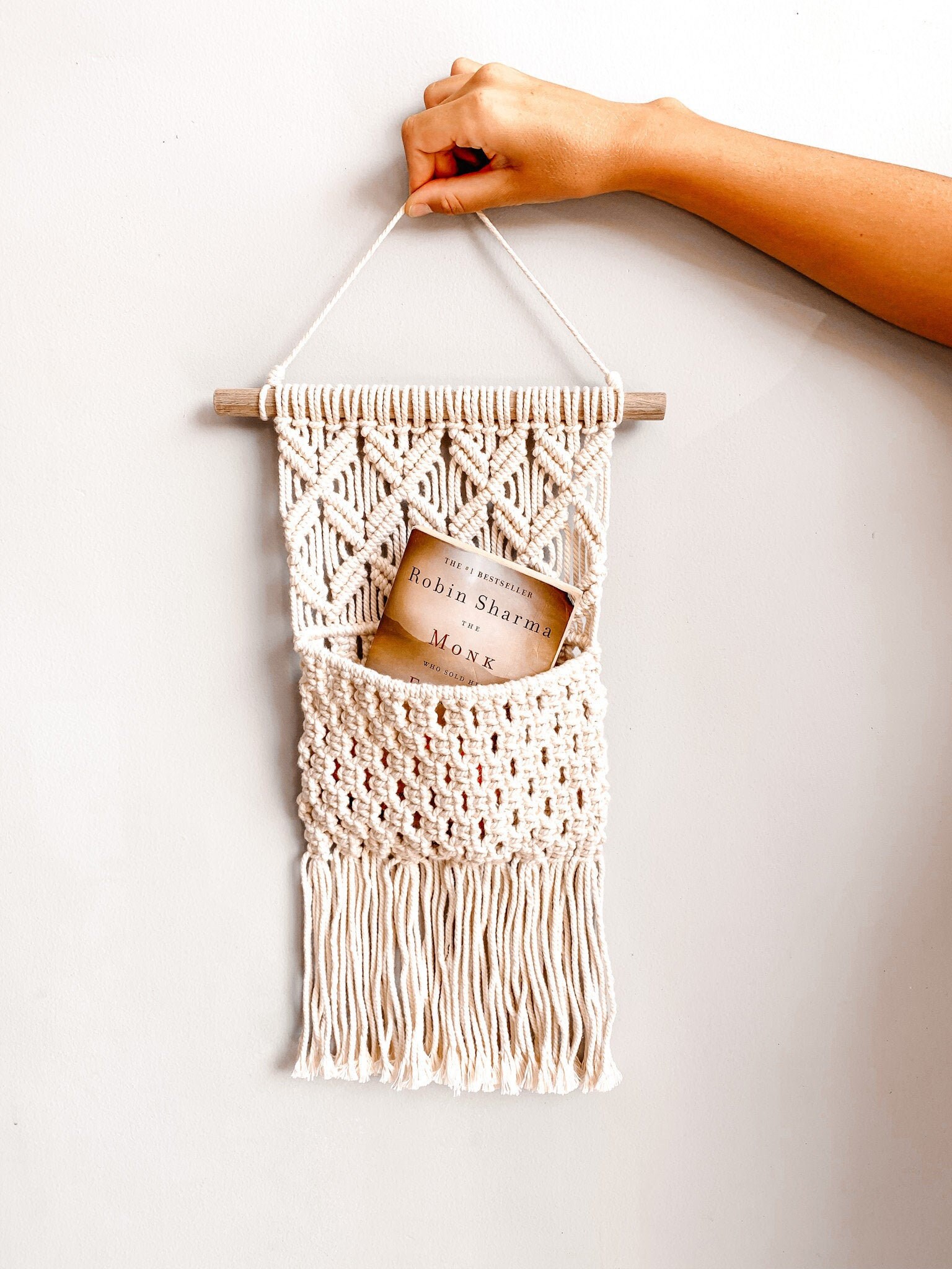 Macrame Pocket Wall Hanging For Books And Letters Boho Etsy