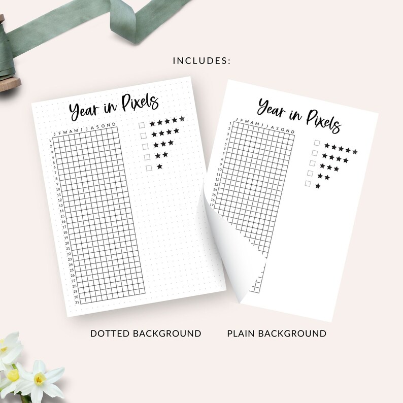 Printable Year in Pixels, A5 Bullet Journal Planner Page, Printable ...