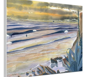 Isla Vista Surf Canvas, UCSB Beach Art, California Sunset Waves, Coastal Surf Painting