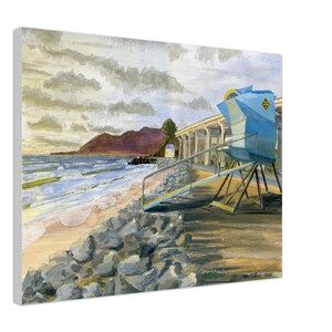 Emma Wood State Beach Watercolor Canvas Print – Coastal Sunset Art