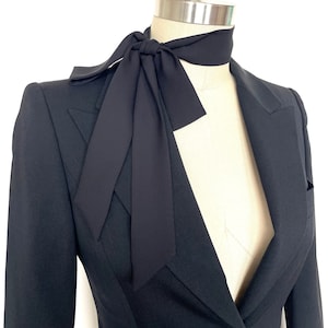 Extra Thin Long Black Scarf & Bow, Women&#39;s Necktie and Men&#39;s Handmade Neckwear
