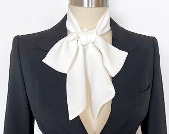 Ivory Cream Skinny Scarf, Neck Bow, Neck Tie and Hair Tie