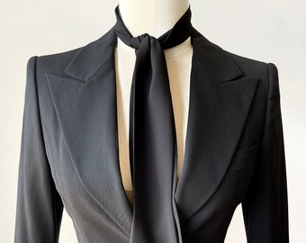 Thin Black Scarf & Bow, Women&#39;s Necktie and Men&#39;s Handmade Neckwear