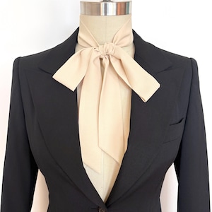 Beige Tan Long Skinny Scarf, Neck Bow, Necktie for Men and Women, 2 Sizes