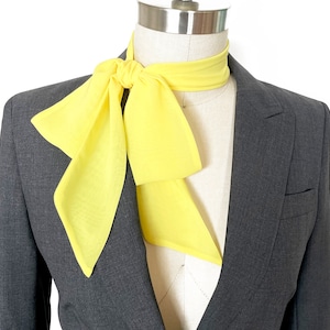 Lemon Yellow Chiffon Scarf: Long Skinny Neck Bow, Hair Tie