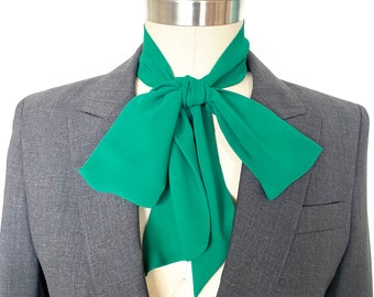 Neck Bow Scarf, Emerald Green Chiffon Long Skinny Scarf, Neck Tie and Hair Tie