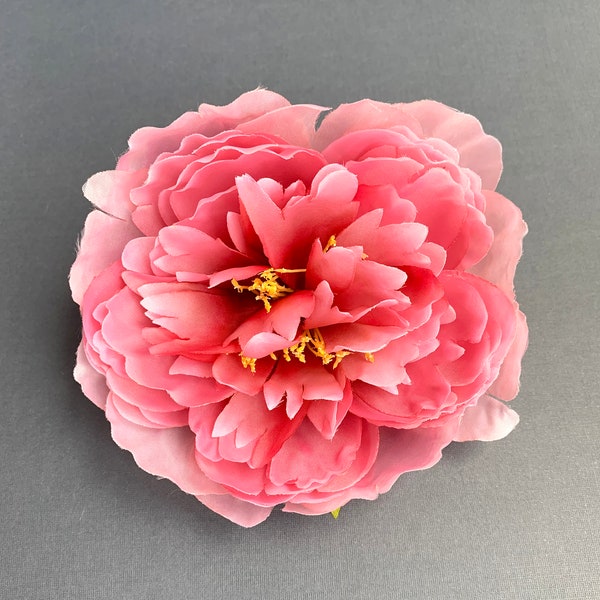 Pink Peony Flower Pin Brooch, Large Fabric Floral Fashion Accessory