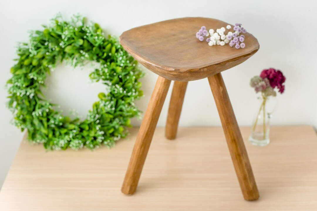 Wood Plant Stand Stool/ Wooden Plant Stand/ Carved Plant Stand