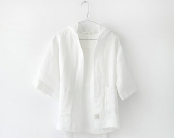 Kids Washed Linen Bathrobe