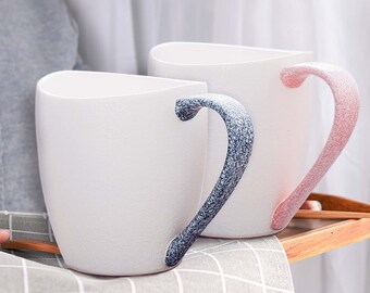 White Ceramic mug,coffee mug,ceramic coffee mug,tea mug,ceramic mug,blue ceramic mug,pink mug,blue mug