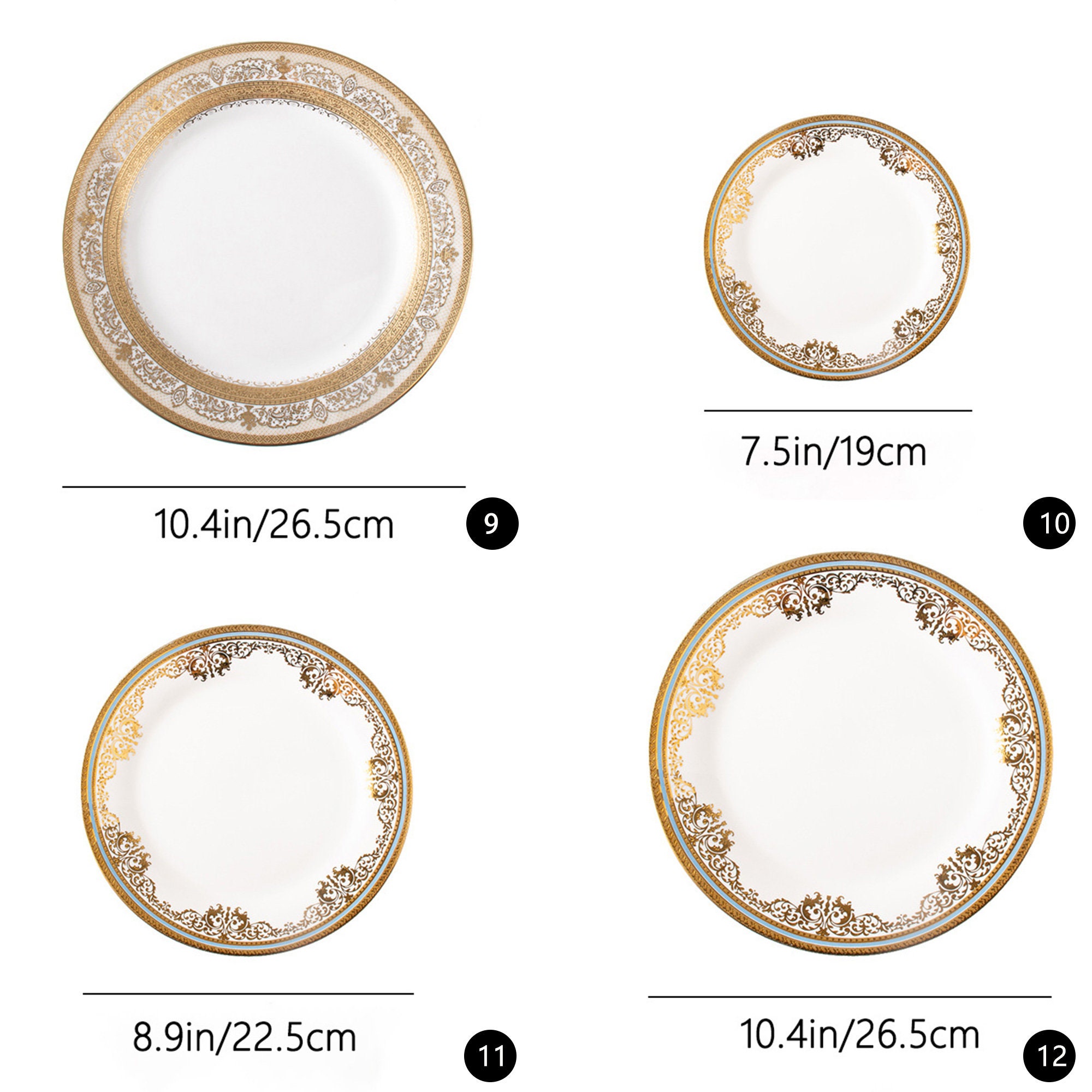4 Patterns Golden Plates7.5/9/10.5 Ceramic | Etsy