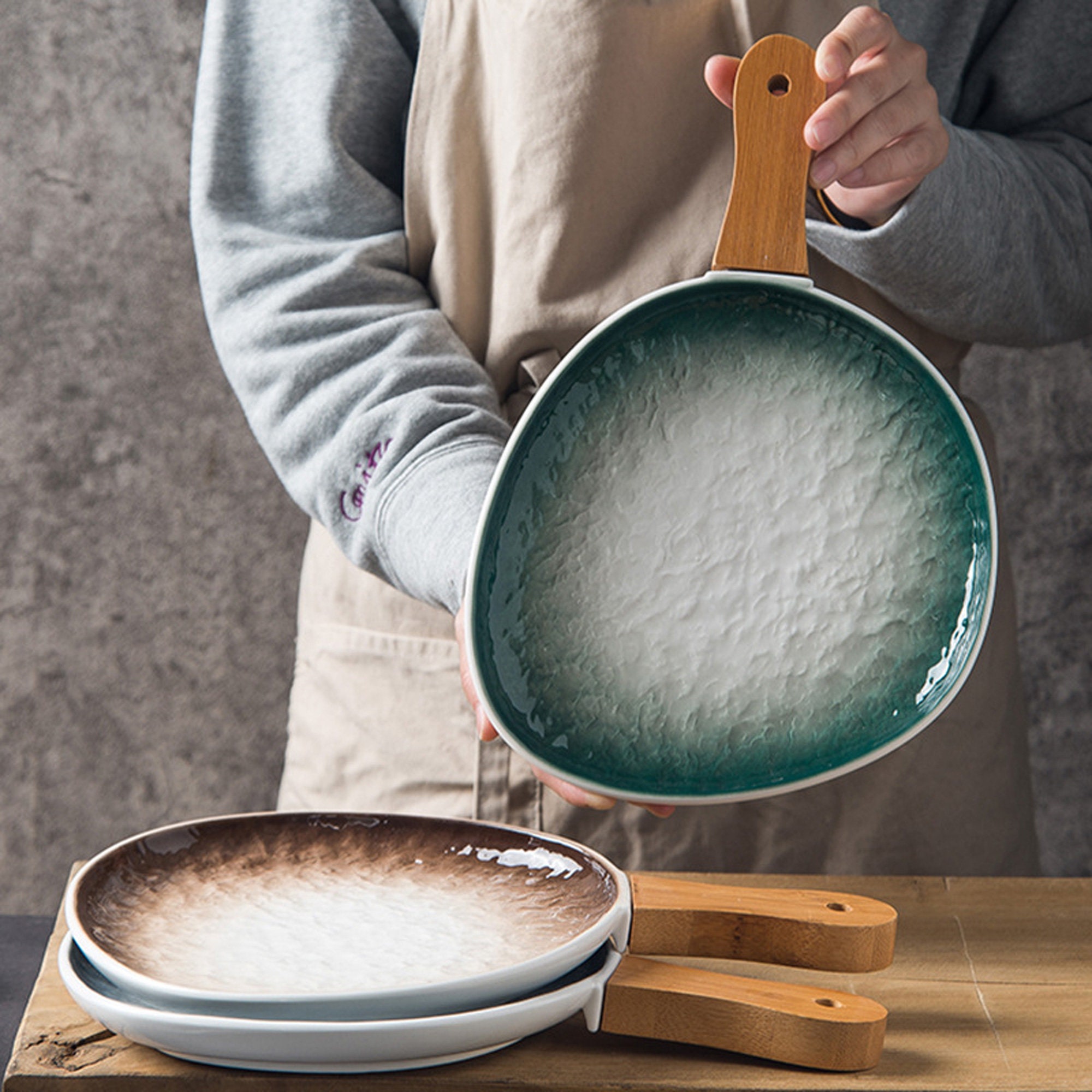 3 colors bake plate with handlesteak platedinner Etsy