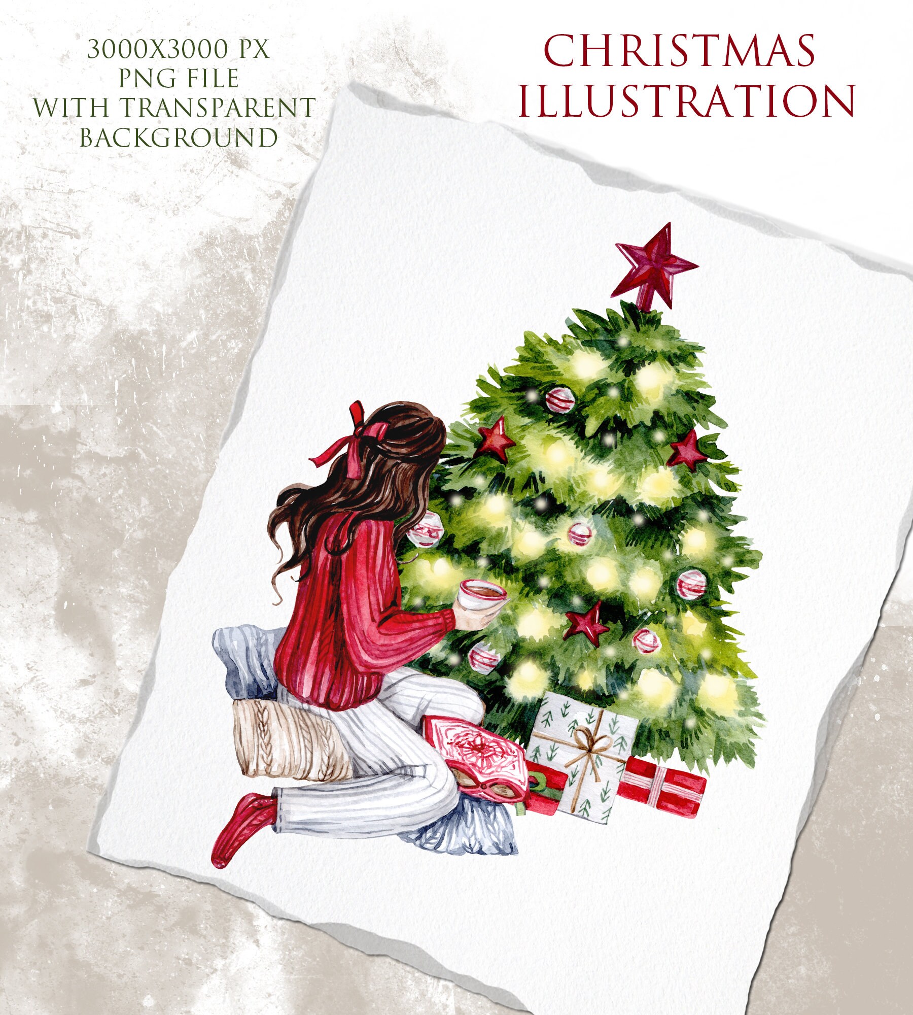 Watercolor Winter Aesthetic Christmas Girls Christmas Tree | Etsy