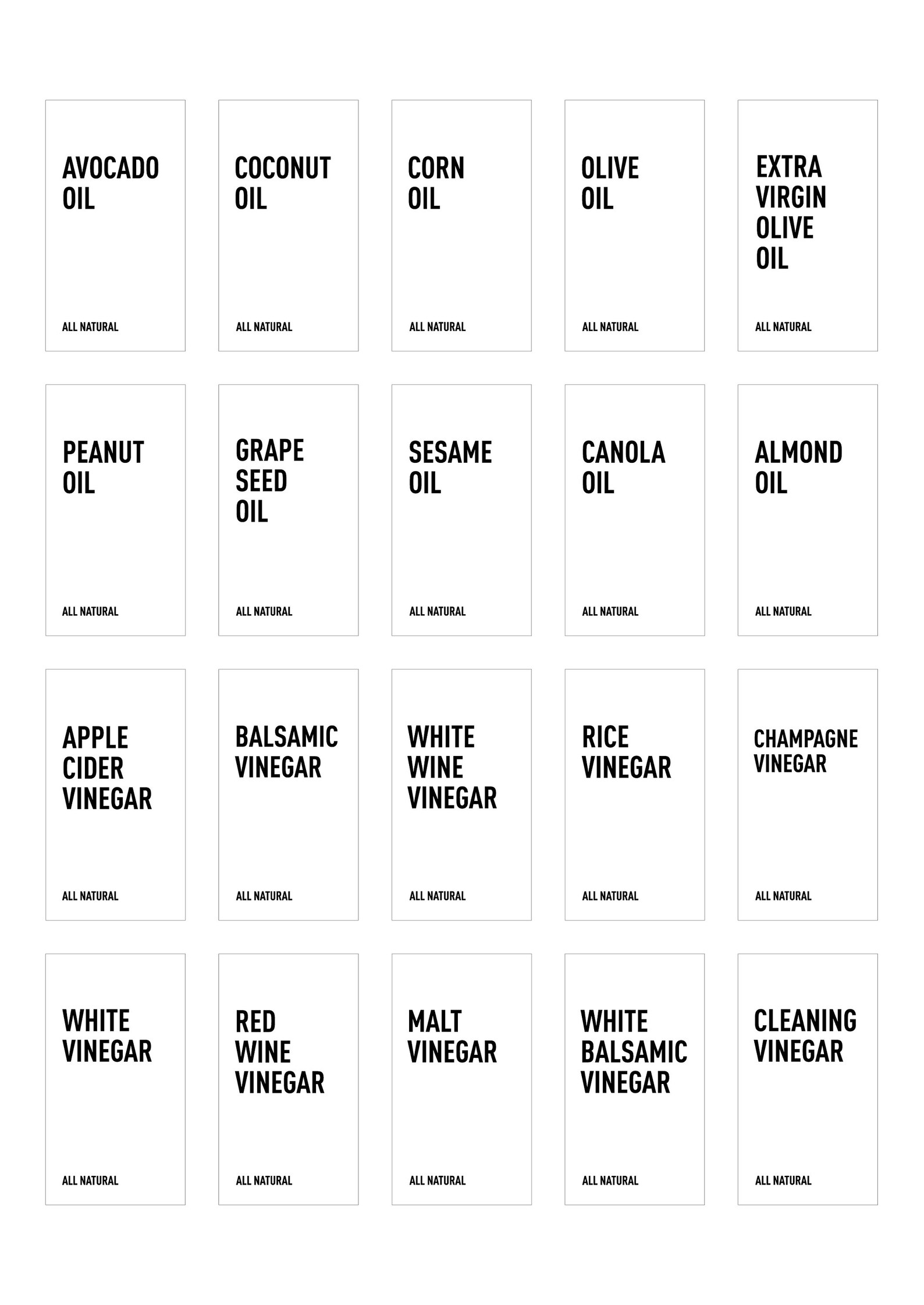 Oils & Vinegar Labels Instant Download 2.25 x Etsy