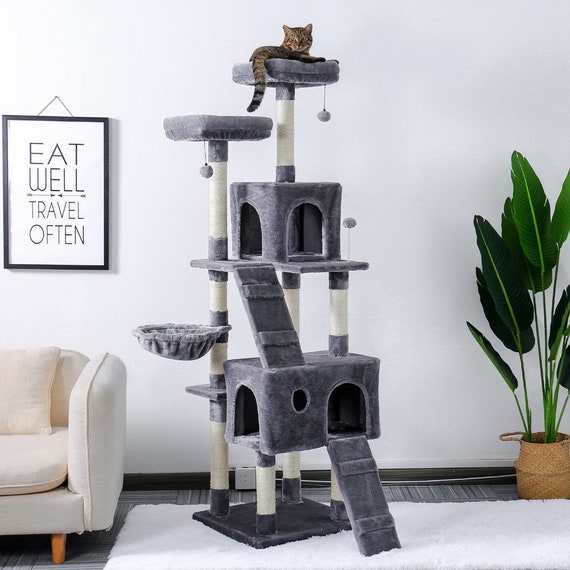 Kingdom Cat Tree House Multi Level Tower For Large Cats Wood Kingdom Cat Tree House Multi Level, Cat Furniture For Large Cats