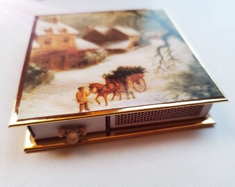 Matchbox, Waldorf, seasonal table, Christmas, winter, Advent season, gift, table decoration, winter landscape