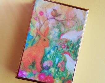 matchbox, Easter, spring mood, spring, seasonal table, Walldorf, Easter bunny, Easter eggs, rabbit, gift, chickens