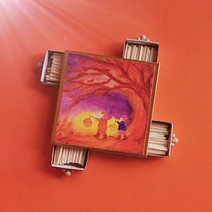 Matchbox, seasonal table, lantern time, table decoration, autumn, Waldorf, gift, lanterns