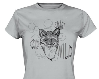 Fox T-shirt for women, animal print fox, graphic T-shirt, forest life, nature T-shirt, gift idea, printed, nature shirt, streetwear shirt