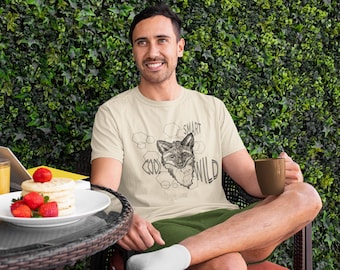 Men's T-shirt, nature T-shirt, fox T-shirt, forest shirt, men's gift, nature print, forest shirt, fox shirt, gift idea, fox, motif