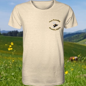 Men&#39;s T-shirt made of 100% organic cotton, figure-hugging men&#39;s shirt, bumblebee drawing, gift, sustainable product, single jersey printed