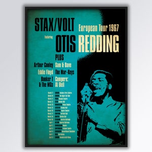 OTIS REDDING Reimagined Stax/Volt 1967 European Tour Poster A3 size. Soul Music. Dad Gift idea.