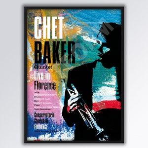 CHET BAKER Quartet Live in Florence Reimagined Poster tamanho A3. Pôster de jazz. John Coltrane. Jazz dos anos 1950. Arte abstrata. Florença. Itália.