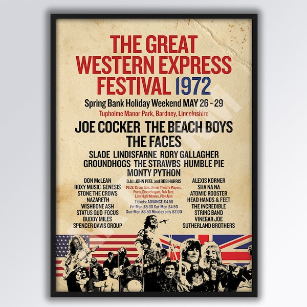 GREAT WESTERN EXPRESS Festival 1972 Reimagined A3 Poster.