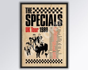 THE SPECIALS Reimagined 1980 UK Tournee Poster A3 Größe. Zweifarbig. Wahnsinn. Skab. Mod.
