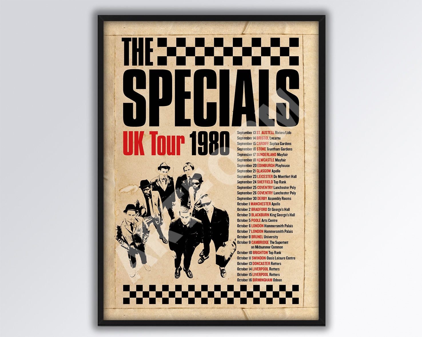 THE SPECIALS Reimagined 1980 UK Tour Poster A3 Size. Two Tone