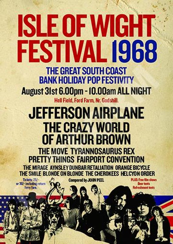 ISLE of WIGHT FESTIVAL 1968 Reimagined A3 Size Poster