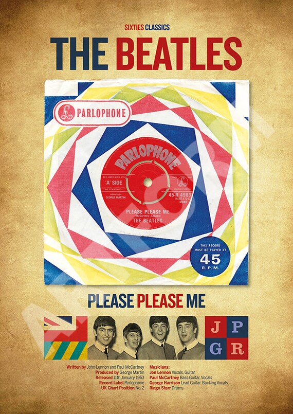 The BEATLES Wall Art. Please Please Me Single A3 Print.john Lennon