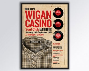 WIGAN CASINO ‘Last Nighter’ Northern Soul REIMAGINED Poster A3 size. Keep the Faith. Dad Gift.