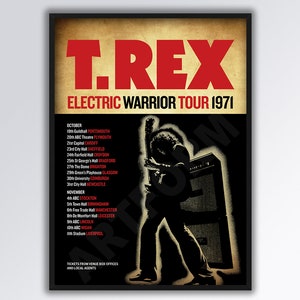 T.Rex Marc Bolan reimagined ELECTRIC WARRIOR 1971 UK Tour Poster A3 size. Glam Rock.