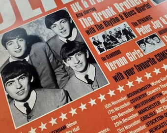 ザ・ビートルズ 1963年ツアーポスターを再構築したA3サイズウォール