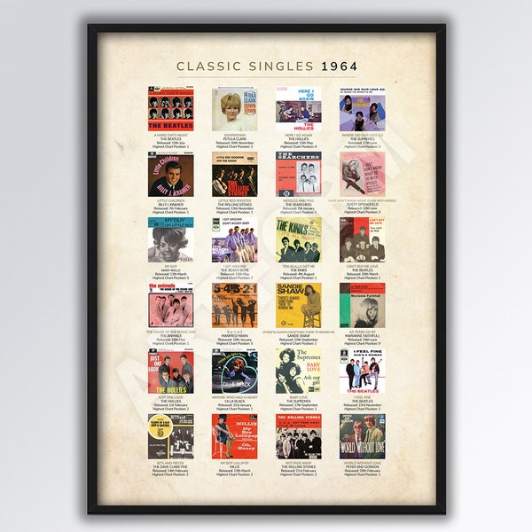 Classic Singles of 1964 A3 size print