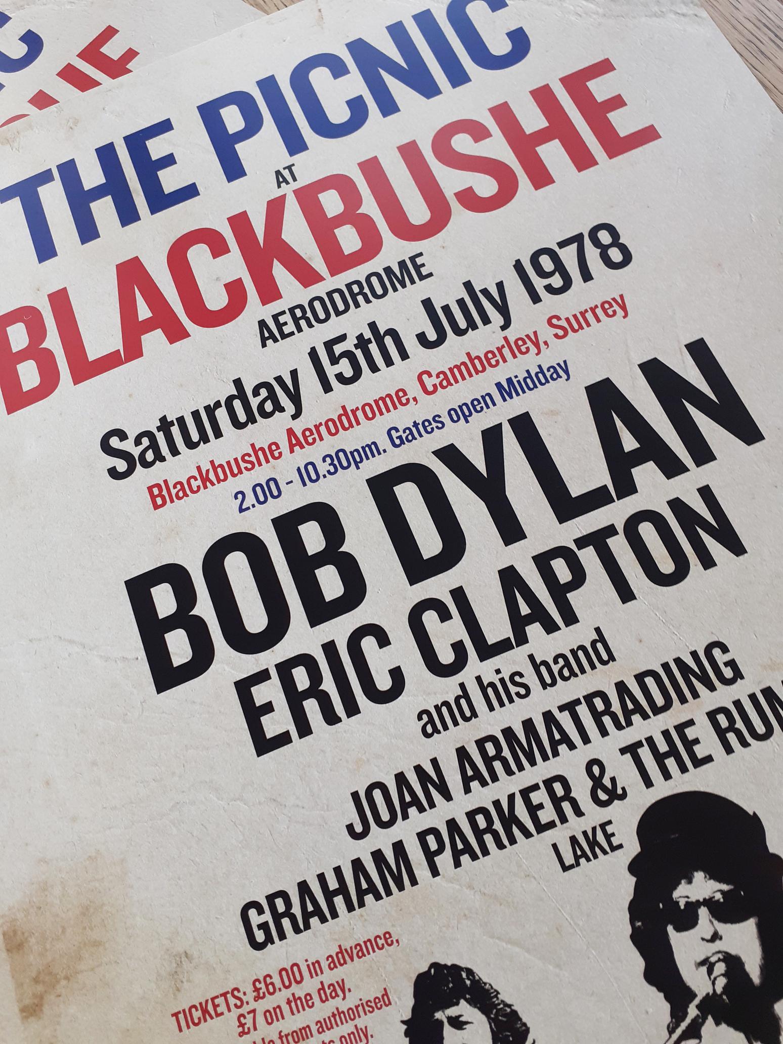 The PICNIC at BLACKBUSHE REIMAGINED A3 Size Poster. Bob Dylan