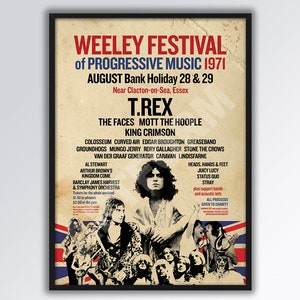 WEELEY FESTIVAL 1971 Reimagined Poster A3 size. T.Rex. Marc Bolan. Dad Gift.