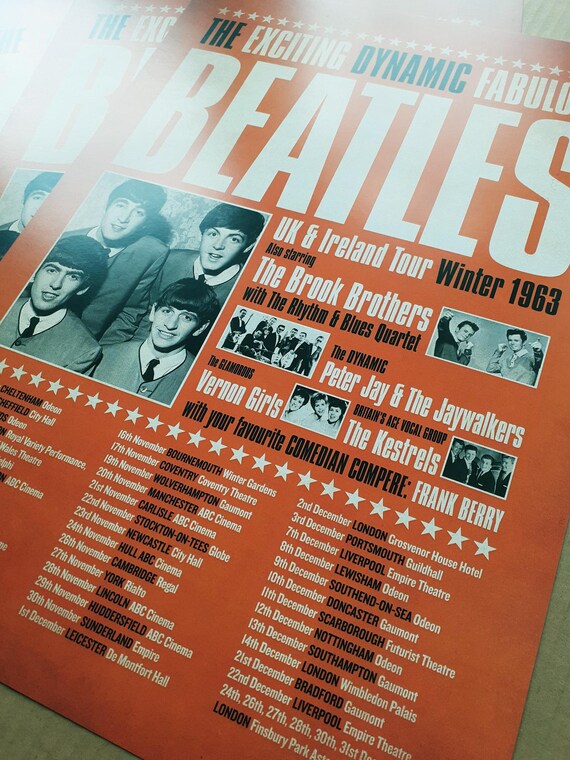 ザ・ビートルズ 1963年ツアーポスターを再構築したA3サイズウォール