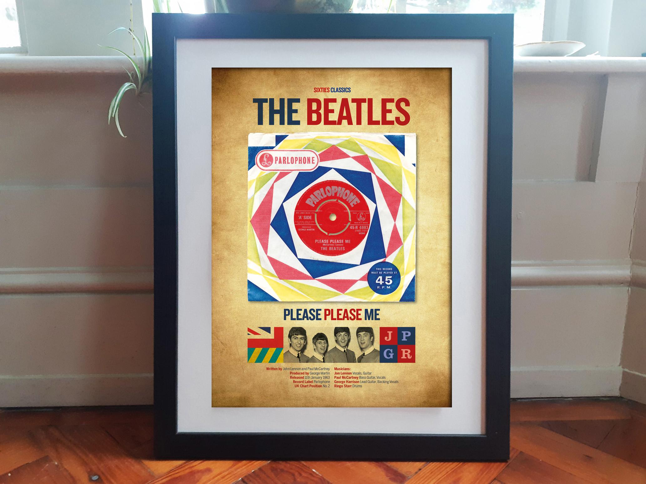 The BEATLES Wall Art. Please Please Me Single A3 Print.john Lennon