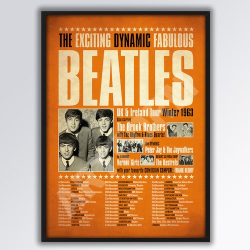 THE BEATLES 1963 Tour Poster REIMAGINED A3 Size. John Lennon. Paul