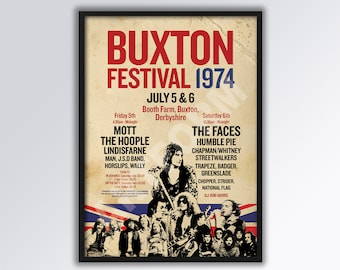 BUXTON FESTIVAL 1974 OPNIEUW ONTDEKTE poster op A3-formaat.