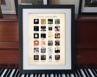 50th Birthday Gift Classic Albums of 1976 A3 print.