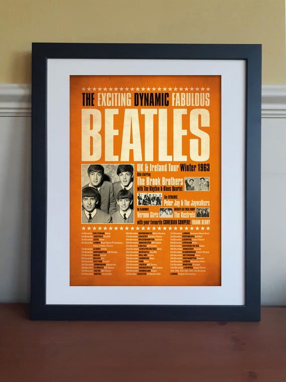THE BEATLES 1963 Tour Poster REIMAGINED A3 Size Print. Beatlemania